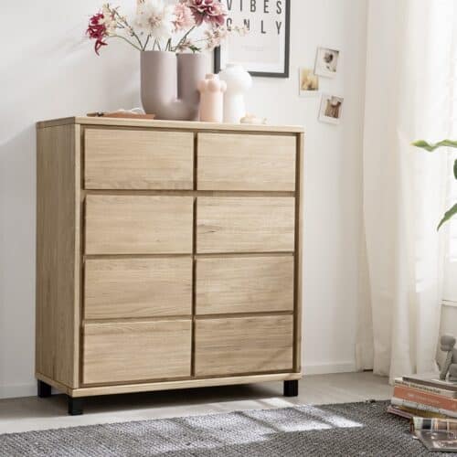 Heimdal Snedker Kommode/Skænk på Metalfødder i Massiv FSC Egetræ fra Organic Sleep | 2 skuffer & 2 låger | B88 x H100 x D42 | Leveres Færdigsamlet