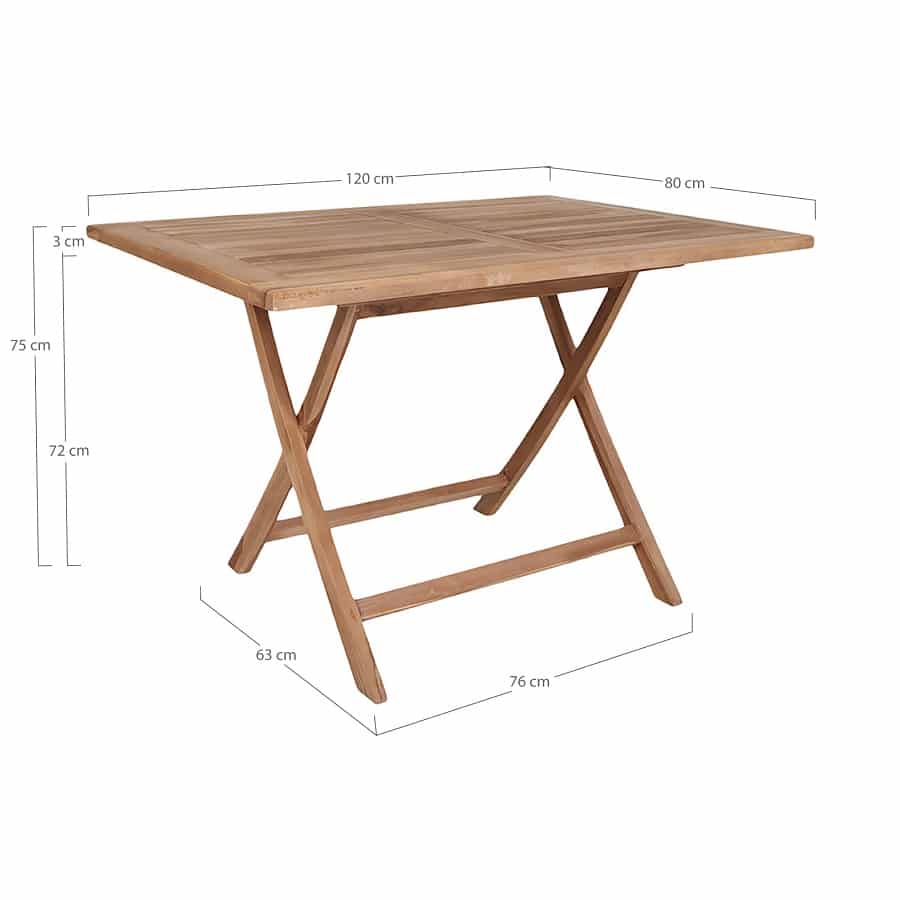 Oviedo Havebord i Massiv Teaktræ fra House Nordic | 120x80x75cm. - Billede 7