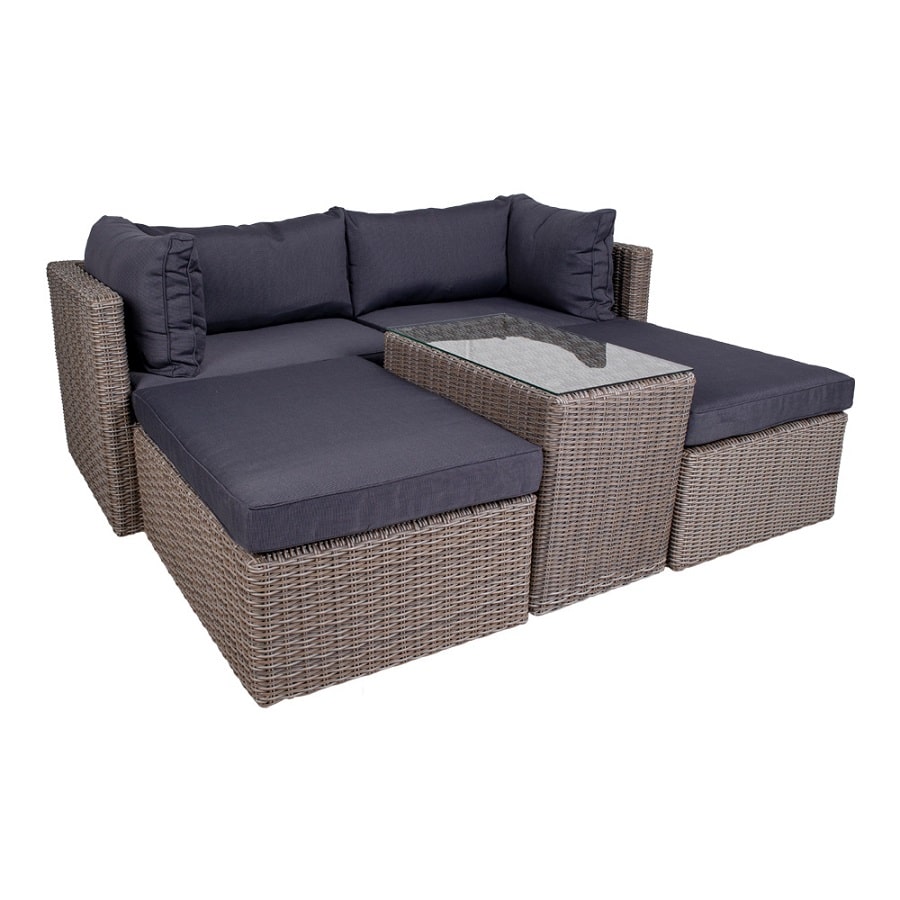 Rossi Lounge Sofasæt i Kubugrå Rattan & Mørkegrå Hynder fra House Nordic - Billede 6