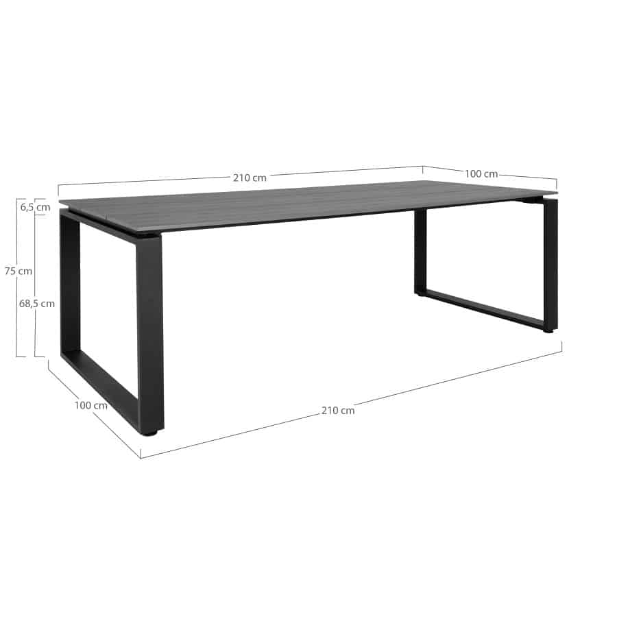 Denver Havebord i Grå Nonwood med Sorte Aluminium Ben fra House Nordic | 210x100x75 cm - Billede 6
