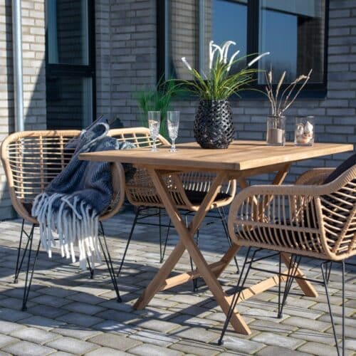 Trieste Stol i Natur Rattan & Sort Stål fra House Nordic | med Hynde