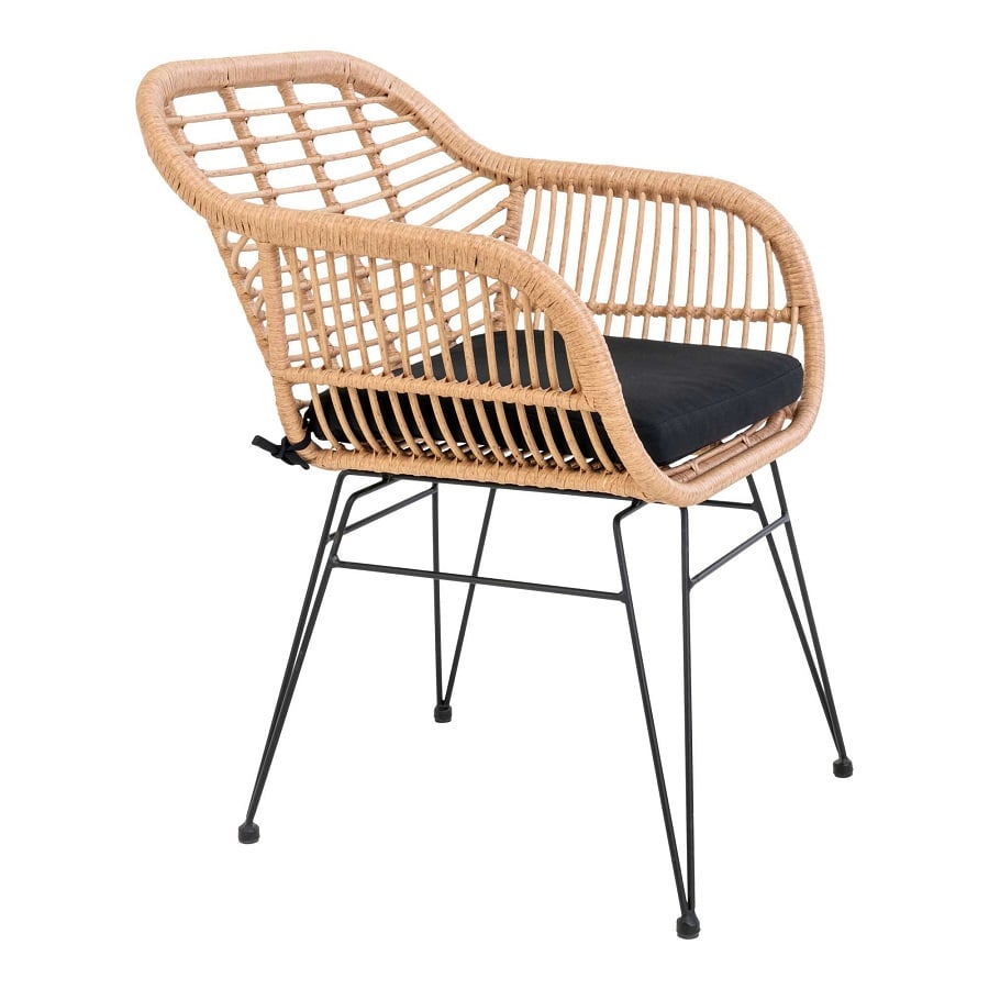 Trieste Stol i Natur Rattan & Sort Stål fra House Nordic | med Hynde - Billede 9