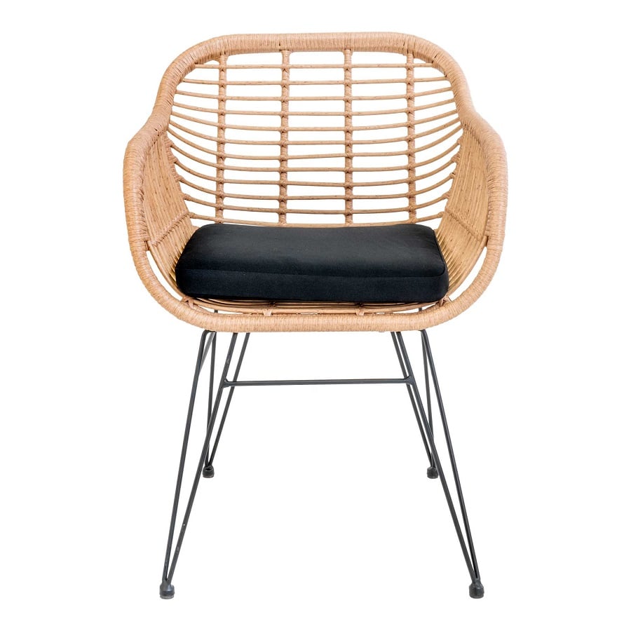 Trieste Stol i Natur Rattan & Sort Stål fra House Nordic | med Hynde - Billede 7