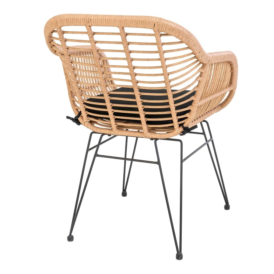 Trieste Stol i Natur Rattan & Sort Stål fra House Nordic | med Hynde - Billede 10