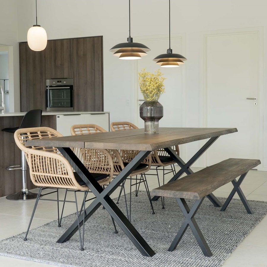Trieste Stol i Natur Rattan & Sort Stål fra House Nordic | med Hynde - Billede 2