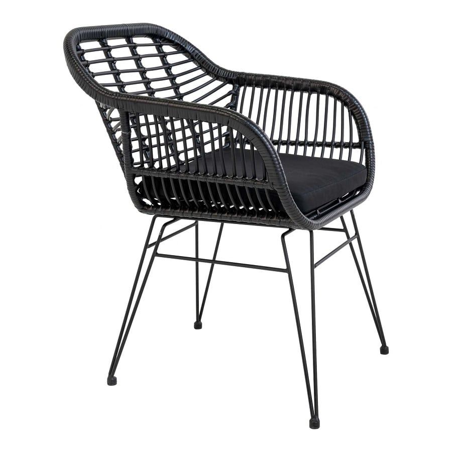 Trieste Stol i Sort Rattan & Sort Stål fra House Nordic | med Hynde - Billede 8