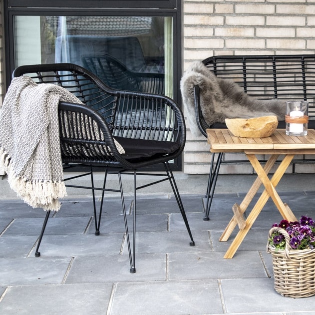 Trieste Stol i Sort Rattan & Sort Stål fra House Nordic | med Hynde - Billede 3