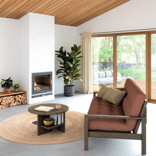 Knob Sovesofa Fra Karup Design i Massiv FSC Fyrretræ | Japandi | Sofa: 205x95x79 cm | Madras: 130x190 cm