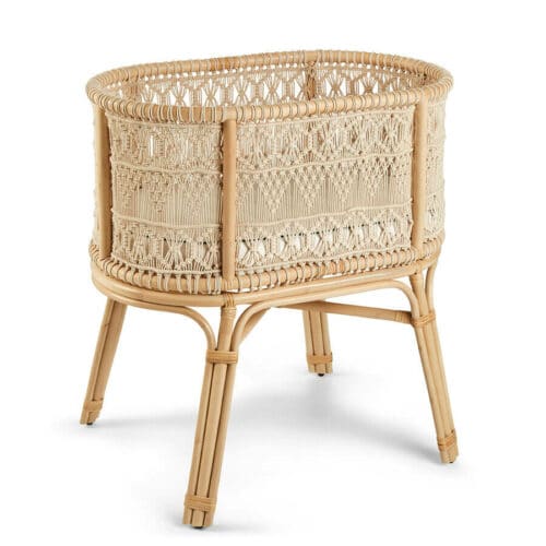 Rose Baby Vugge i 100% Naturlig Rattan & Macramé flet fra Cocoon Company