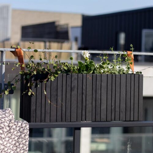 GrowWide + HoldOn Plantekasse Inkl. Strop fra SQUARELY i Sort Olieret Asketræ