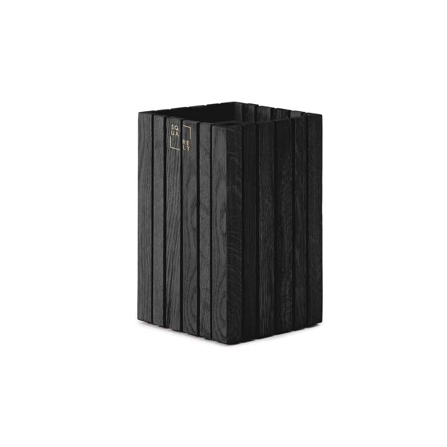 GrowSMALL Wall Plantekasse Inkl. Kroge fra SQUARELY i Sort Asketræ | 14x14x24cm - Billede 2