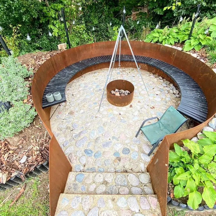 Bålplads i 4mm Cortenstål fra Raw Garden | Ø380cm. & H100cm.