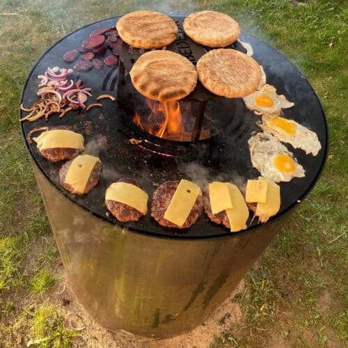 Bålgrill i 3mm Cortenstål med Kulstof Stegeflader fra Raw Garden | Ø74cm