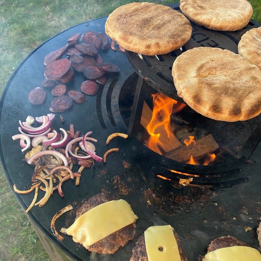 Bålgrill i 3mm Cortenstål med Kulstof Stegeflader fra Raw Garden | Ø74cm - Billede 5