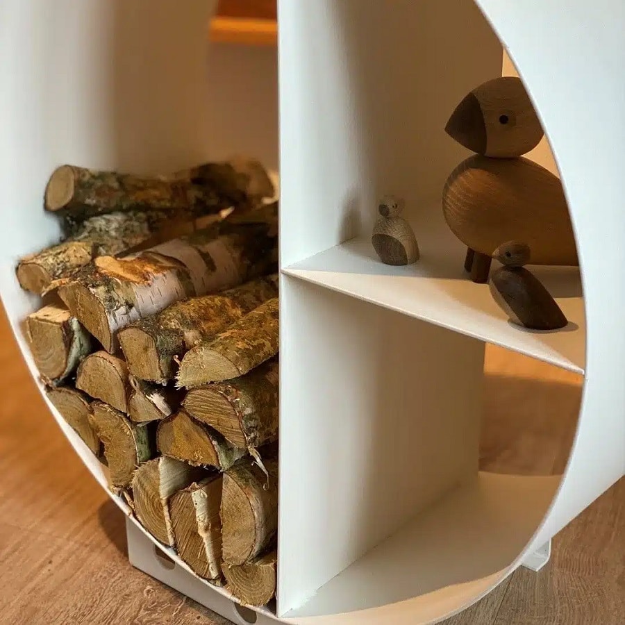 Fritstående Brændeskjul i Hvidmalet Cortenstål fra Raw Garden - Billede 2