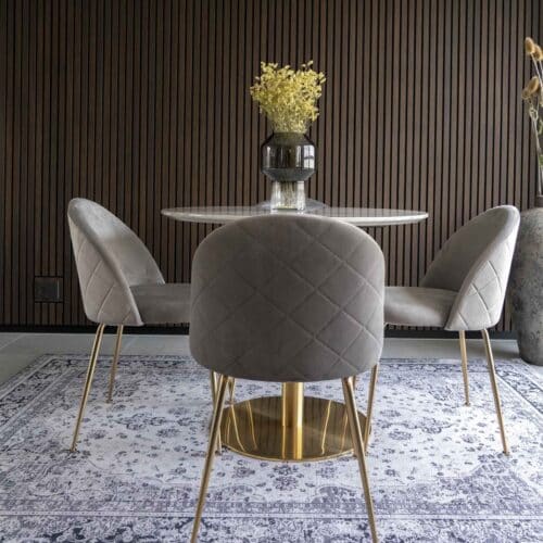 Geneve Spisebordsstol i Grå velour med messing look ben fra House Nordic