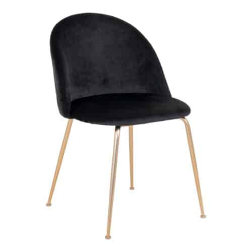 Geneve Spisebordsstole i Sort velour med messing look ben fra House Nordic - OUTLET