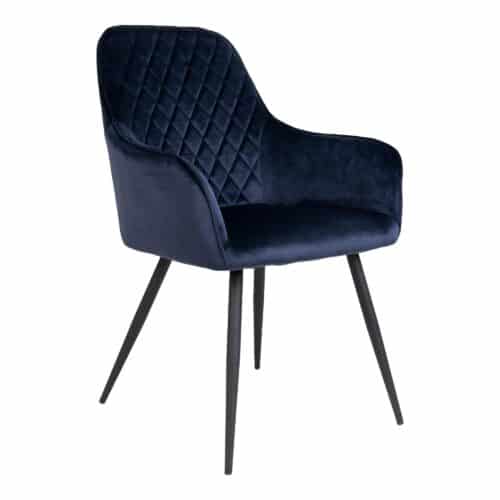 Harbo Spisebordsstole i Blå velour med sorte stål ben fra House Nordic