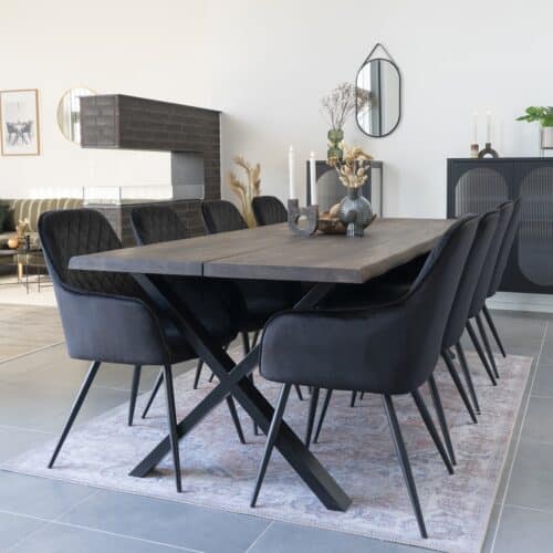 Harbo Spisebordsstole i Sort velour med sorte stål ben fra House Nordic