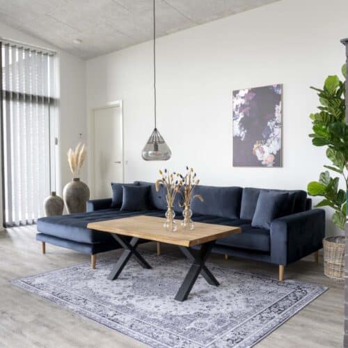 Toulon Sofabord i 100% Massiv Egetræ i Naturolie med sorte stål ben fra House Nordic | H50 x70 x120