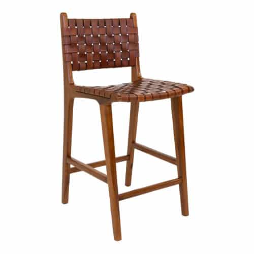 Perugia Counterstol / Lav barstol i Brun Bæder & Ben i Massiv Teaktræ fra House Nordic | B46 x H 60/95 x D46cm