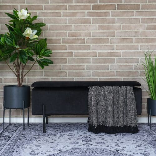 Watford bænk i sort velur med opbevaring fra House Nordic | 95x36,5x46