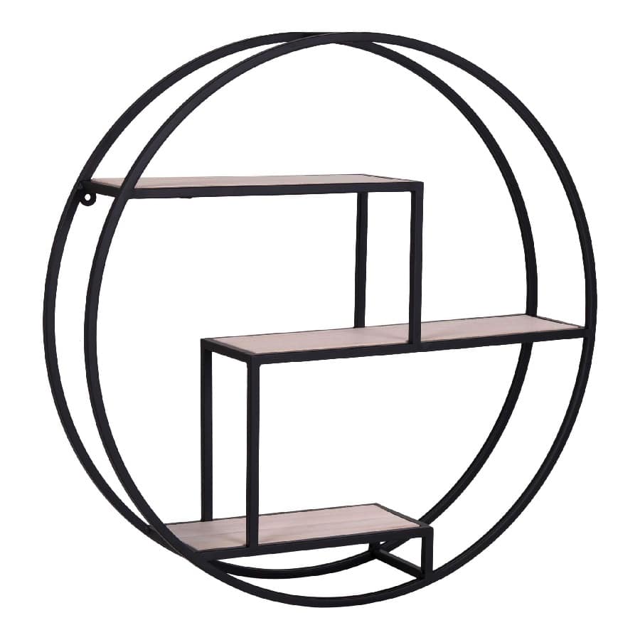 Rotterdam hylde i sort stel med træhylder fra House Nordic | ø62x14 cm - Billede 2