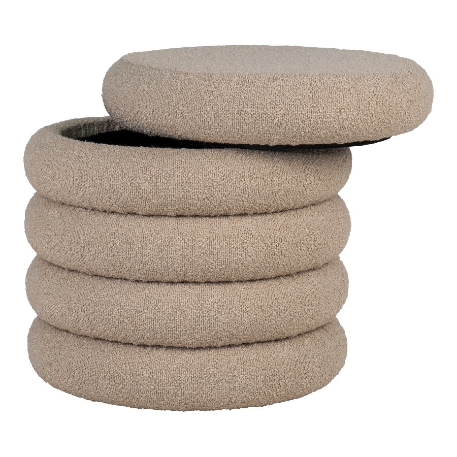 Brooklyn puf i Beige bourclé med opbevaring fra House Nordic | ø44x44 cm - Billede 2