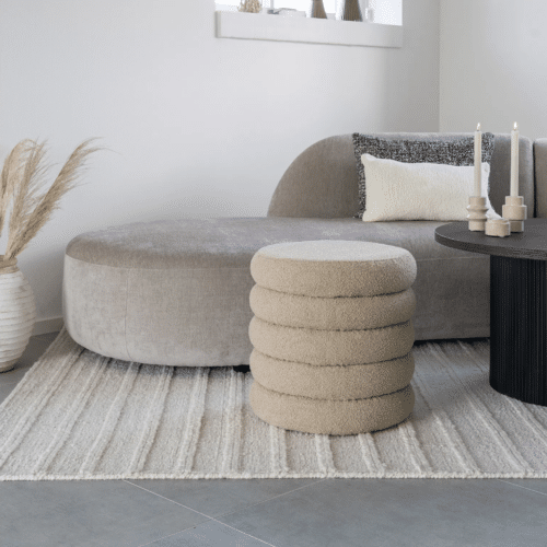 Brooklyn puf i Beige bourclé med opbevaring fra House Nordic | ø44x44 cm