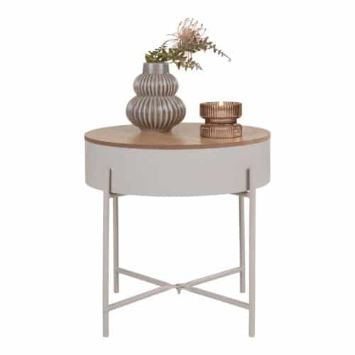 Sisco hjørnebord i grå / beige stål fra House Nordic | H40 Ø40 cm