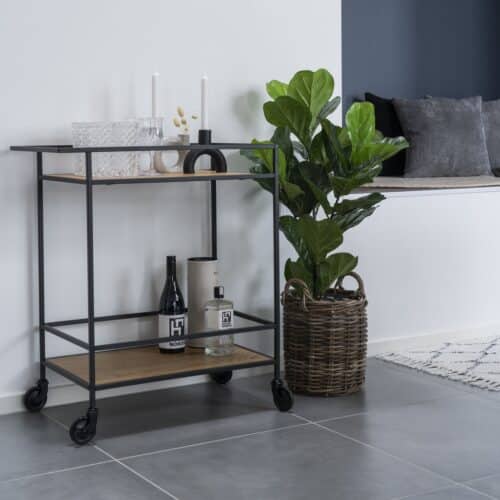 Vita Barvogn i sort stål med egetræslook spånplade fra House Nordic | 40 x 68 cm