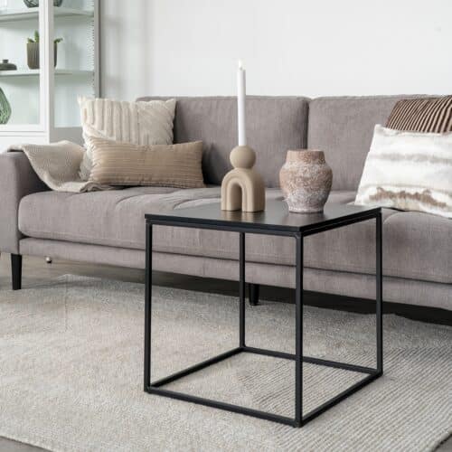 Vita hjørnebord i sort stål med sort spånplade fra House Nordic | H45 x45 x45 cm