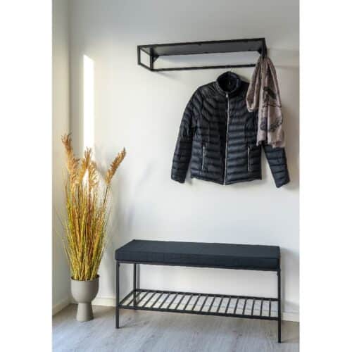 Vita Bænk med hynde i sort fra House Nordic | 100x36x48,5 cm