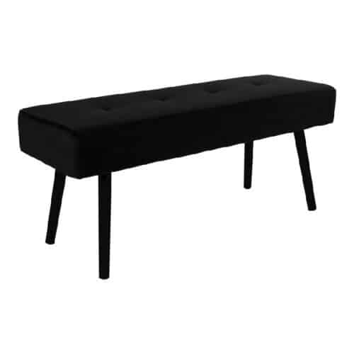 Skiby Bænk i Sort Velour med Sorte Metalben fra House Nordic | 100x35x44 cm