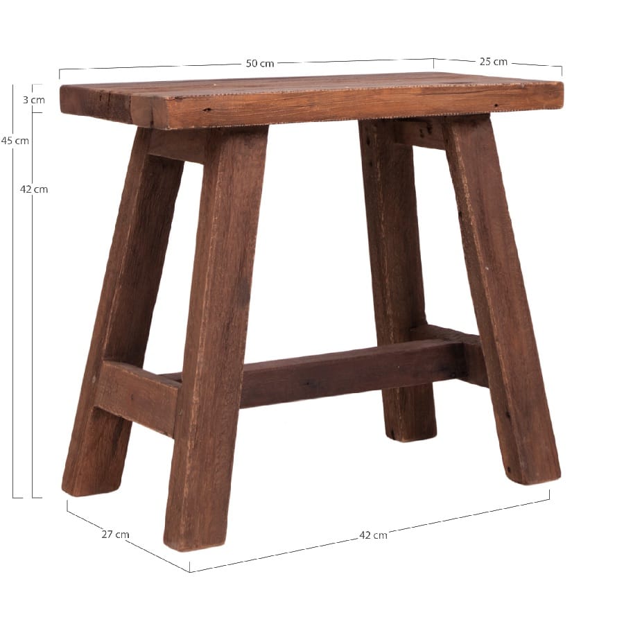 Barcelona Bænk i teaktræ fra House Nordic | 50x25x45 cm - Billede 3