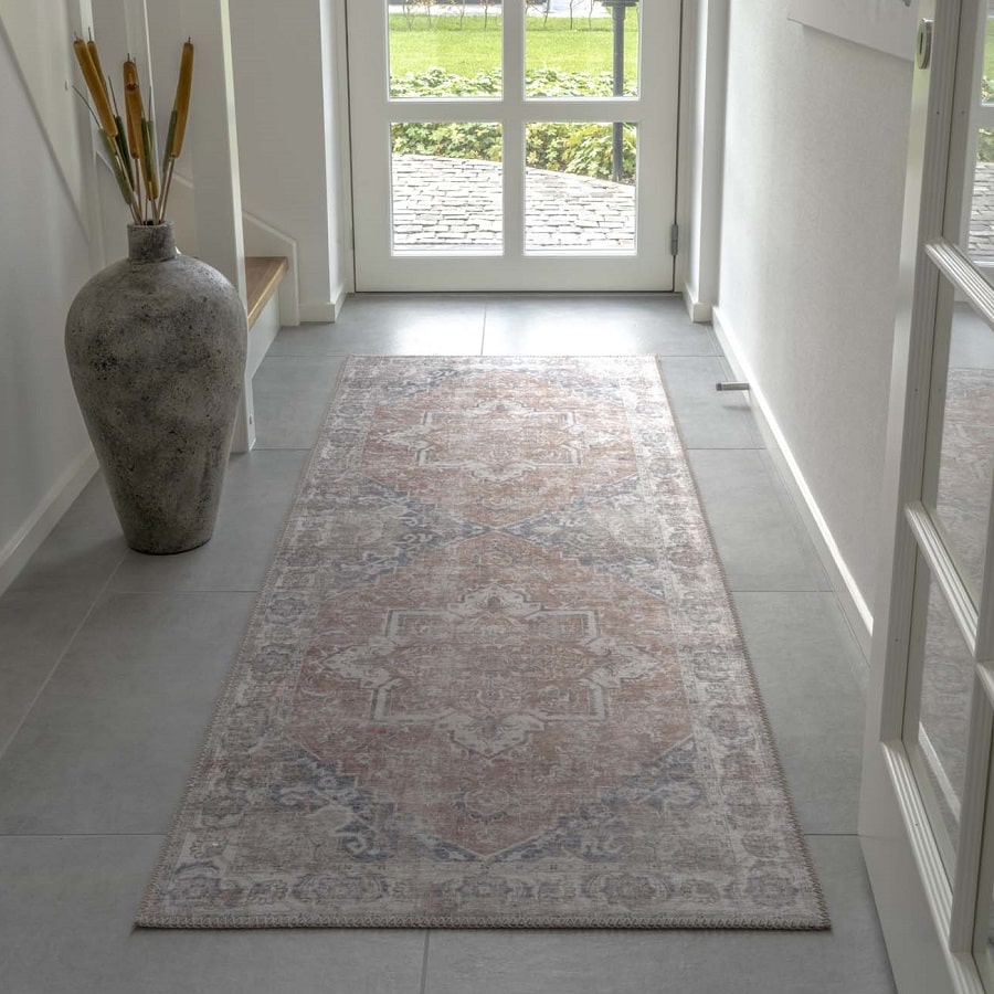 Havana rektanglet orange/blå løber Fra House Nordic | 80x200 cm