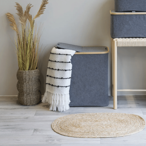 Noto vasketøjskurv i Bambus og Mørkegrå Stof fra House Nordic | 54x33x54 cm