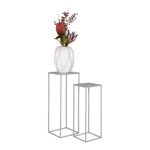 Beja Blomsteropsats i Sandfarvet Stål Fra House Nordic | Sæt af 2 - ø19/22x50/60 cm