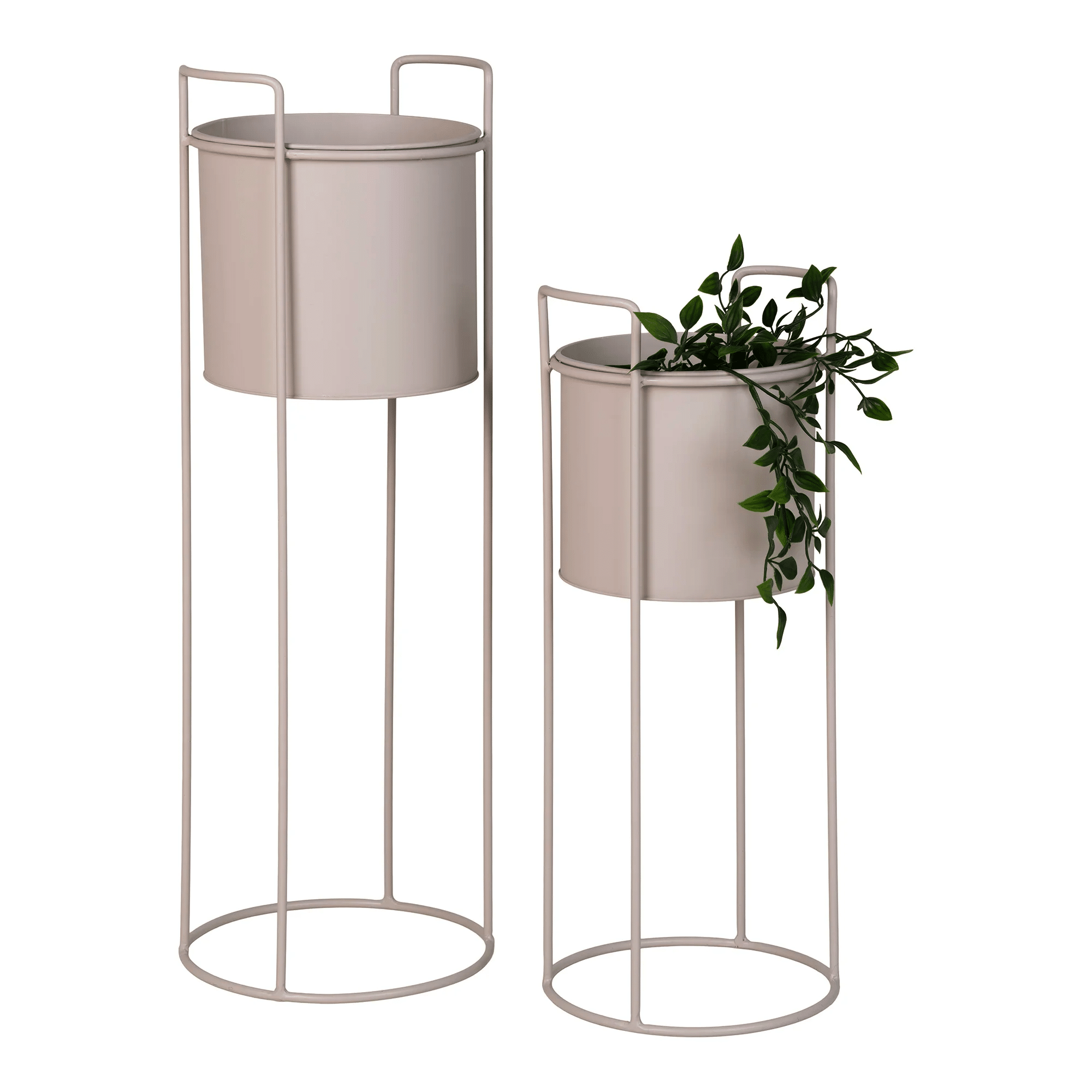 Rabo Blomsteropsats i Sandfarvet Stål Fra House Nordic | Sæt af 2 ø18/21,5x50/65cm - Billede 2
