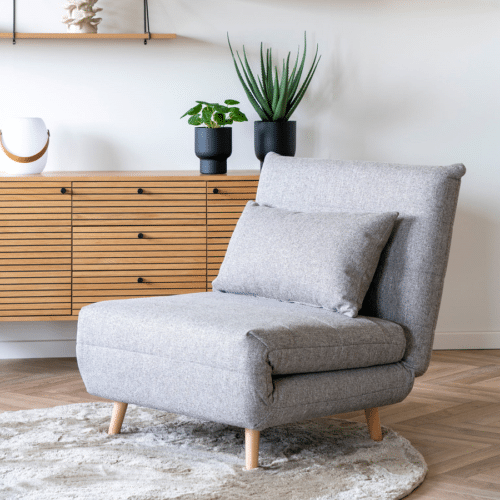 Marlow Sovesofa i Grå Møbelstof med Massive Træben Fra House Nordic | 87-192x26-82x82cm