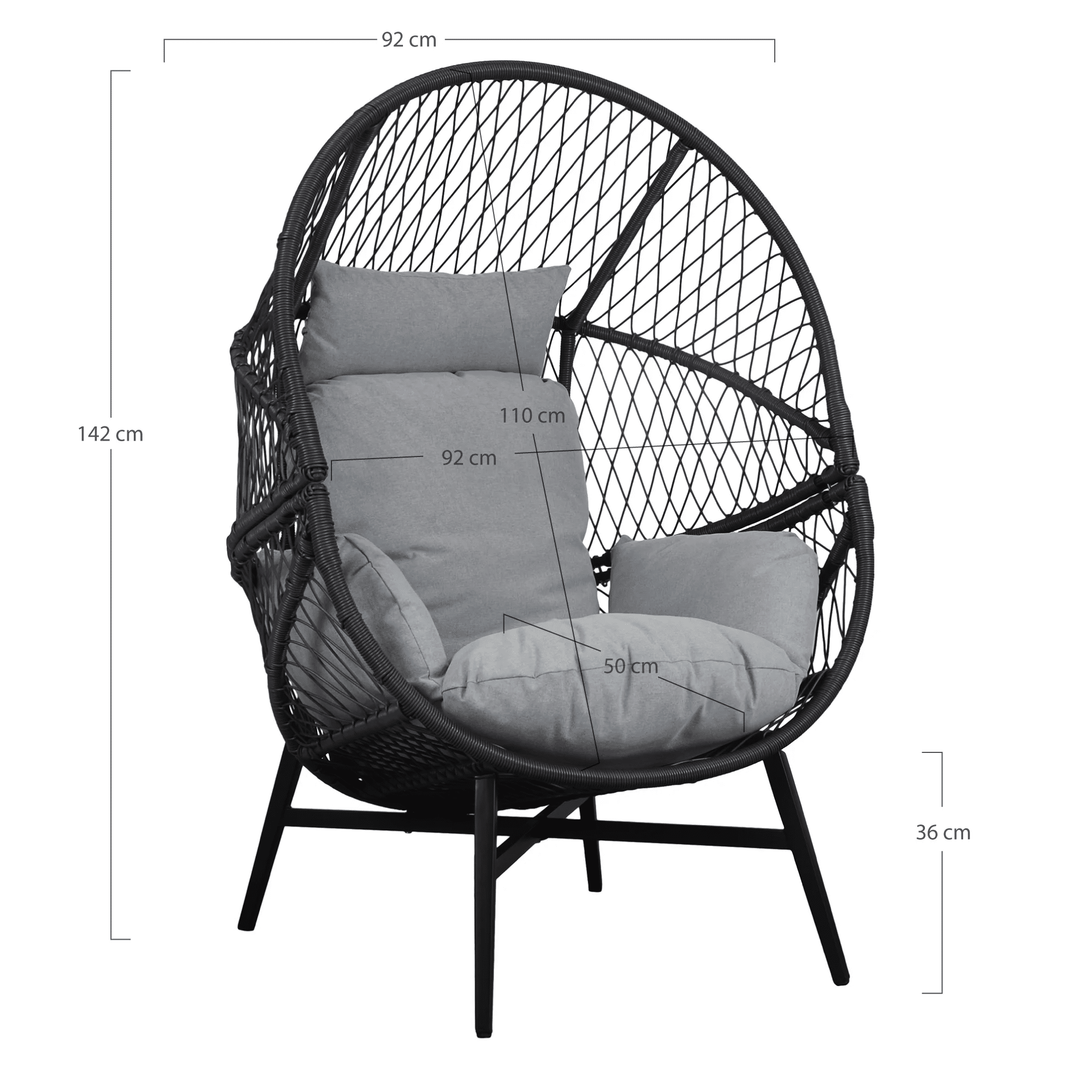 Rosario Loungestol i Polyrattan Fra House Nordic | Inklusiv hynder - 74x73x103 cm - Billede 2