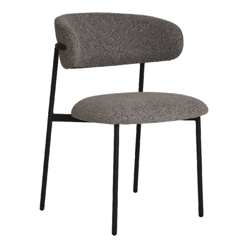 Mira Spisebordsstol i Grå Bouclé med Sorte Ben Fra House Nordic | Polyester