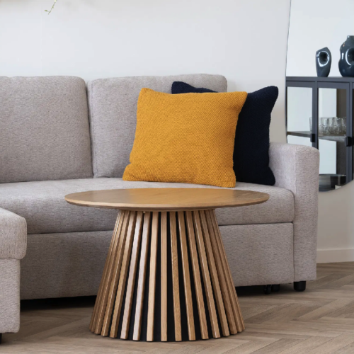 Osaka Sofabord i Egefiner bordplade & Trælameller Fra House Nordic | Ø70x45 cm