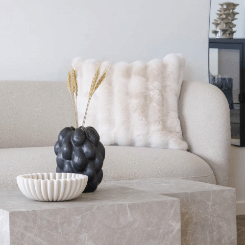 Galena Pude i Hvid Fra House Nordic | Imiteret Pels - 45x45 cm
