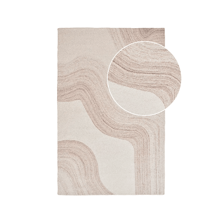 Surat Tæppe Lysebrun/Råhvid Fra House Nordic | Håndtuftet Uld - 200x300 cm - Billede 4