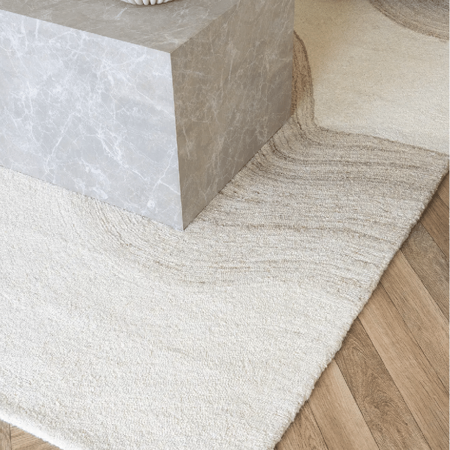 Surat Tæppe Lysebrun/Råhvid Fra House Nordic | Håndtuftet Uld - 200x300 cm