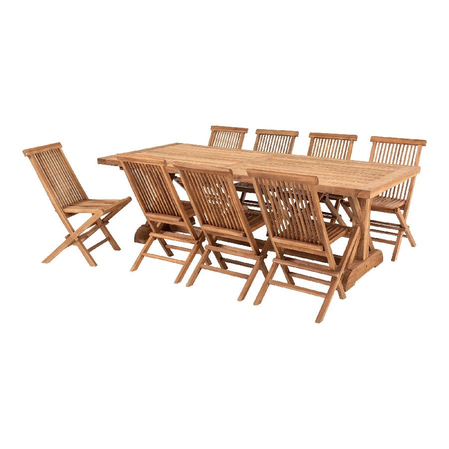 Volos Spisebord i Teak og 8 Toledo Spisebordsstole i Teak Fra House Nordic - Billede 2