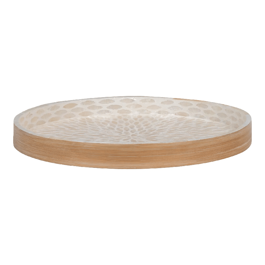 Bakke i Beige Bambus/Capiz fra House Nordic | Ø40xH3,5cm - Billede 2