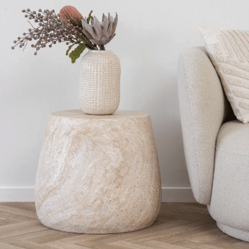 Bonn Sidebord / Sofabord i Naturfarvet Fiberclay fra House Nordic | Ø47,5xH41cm