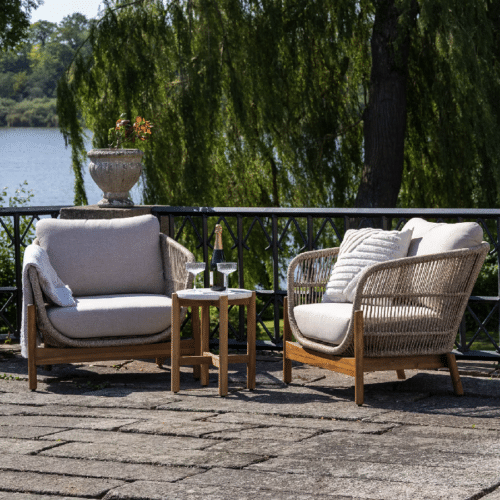 Terracina Loungestol med Ben i Akacietræ inkl. Beige Hynder fra House Nordic | L78,5xB86xH72cm